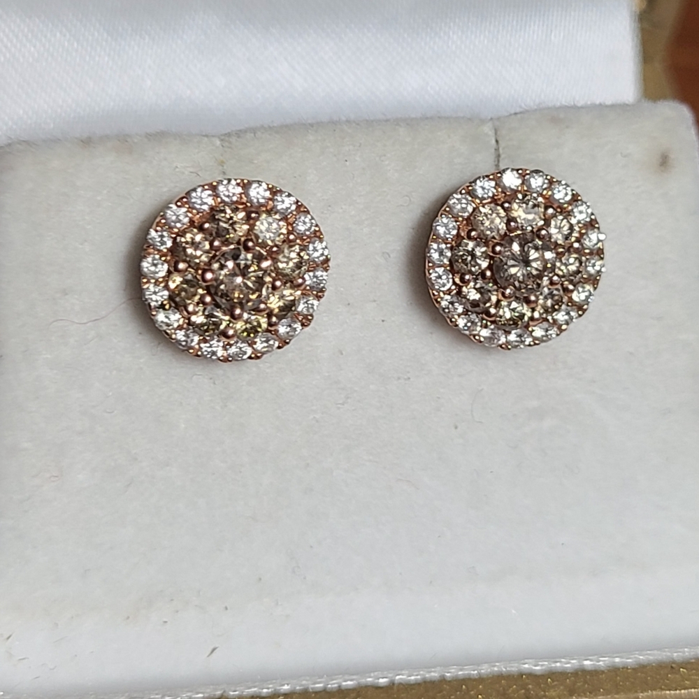 14K Diamond Cluster Earrings